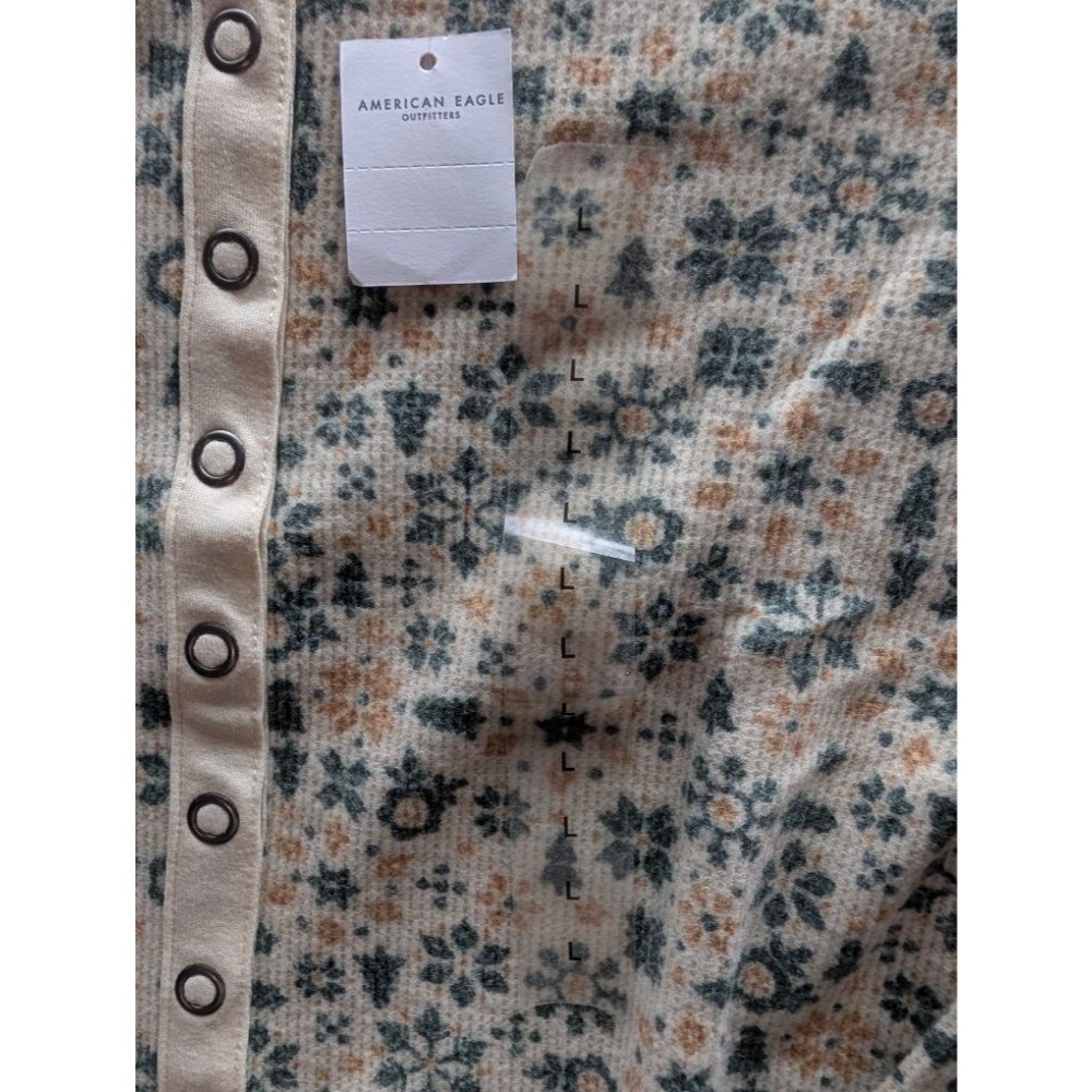 NWT American Eagle Outfitters Thermal Union Suit Pajamas Snowflake Print W Large - Picture 4 of 4